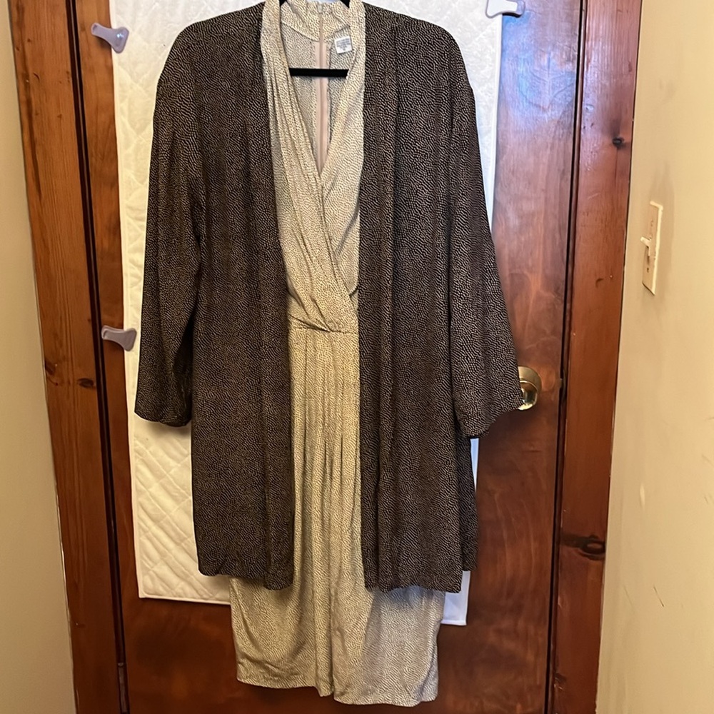 Debora Kuchme Vintage Silk Cream and Black Dress and Jacket